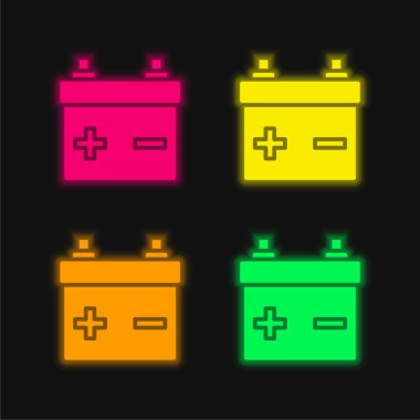 Pil dört renk parlayan neon vektör simgesi