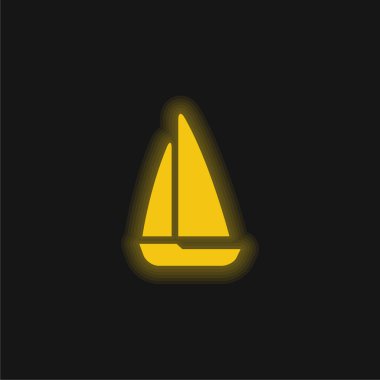 Siyah Yelkenli Yelkenli Sarı Parlayan Neon simgesi