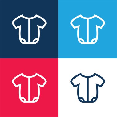 Bebek tulumu. Mavi ve kırmızı. Minimum renk simgesi seti.