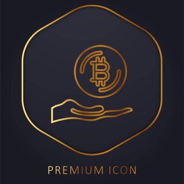 Bitcoin altın çizgisi prim logosu veya simgesi