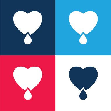 Bleeding Heart blue and red four color minimal icon set clipart
