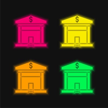 Dört renk parlayan neon vektör simgesini kaydet