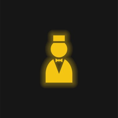 Bell Boy yellow glowing neon icon clipart