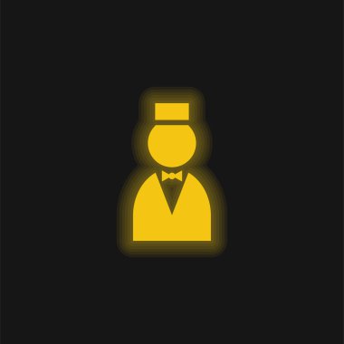 Bell Boy yellow glowing neon icon clipart