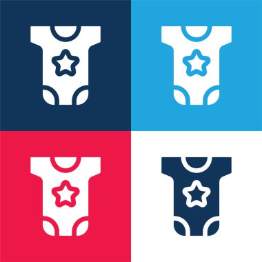 Bebek bezi mavi ve kırmızı dört renk minimal simge seti