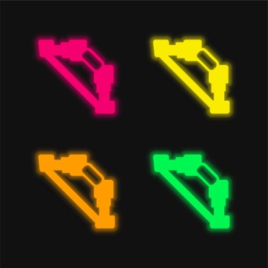 Dört renk parlayan neon vektör simgesi