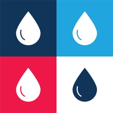 Blood Drop blue and red four color minimal icon set clipart