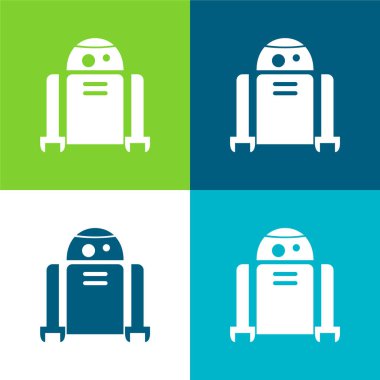 Android Robot Düz 4 renk en küçük simge seti