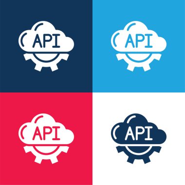 Api blue and red four color minimal icon set clipart