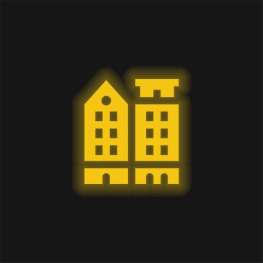 Amsterdam sarı parlak neon simgesi