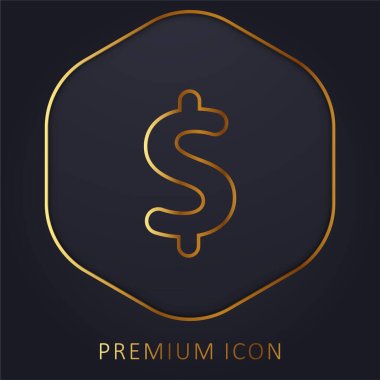 Big Dollar Sign golden line premium logo or icon clipart