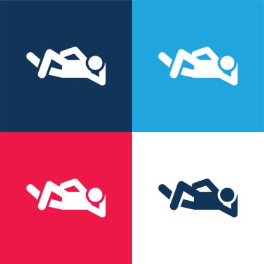 Breakdance mavi ve kırmızı dört renk minimal simge kümesi