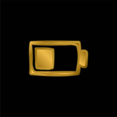 Pil altın kaplamalı metalik simge veya logo vektörü