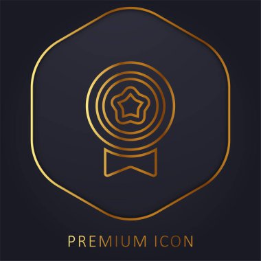 Rozet altın çizgi prim logosu veya simgesi