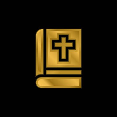 İncil altın kaplamalı metalik simge veya logo vektörü