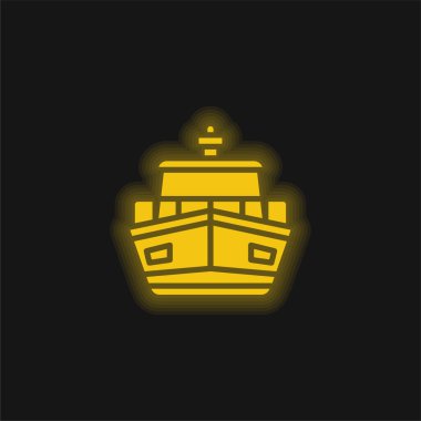 Boat yellow glowing neon icon clipart