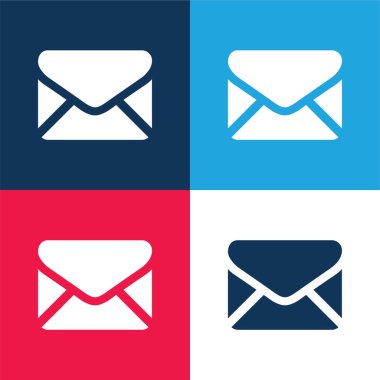 Siyah Sırt Kapalı Zarf Şekli Mavi ve Kırmızı En az dört renk simgesi