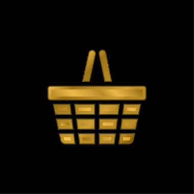Sepet altın kaplama metalik simge veya logo vektörü