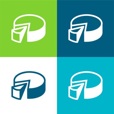 3d Pasta Çizelgesi Düz Düz 4 renk simgesi seti