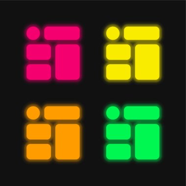 Parlayan dört renk neon vektör simgesini engeller