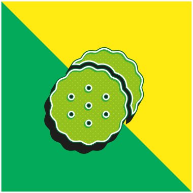 Bisküviler yeşil ve sarı modern 3d vektör simgesi logosu