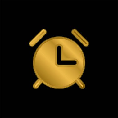 Alarm Saati altın kaplamalı metalik simge veya logo vektörü