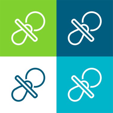 Bebek Yatıştırıcı Ana Hattı Düz 4 renk simgesi seti