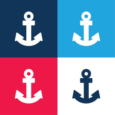 Anchor Navigational Interface Sign blue and red four color minimal icon set clipart