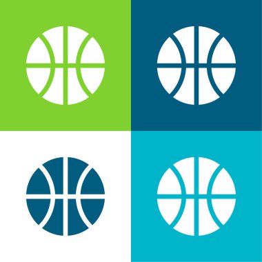 Basketbol Düz 4 renk minimal simge seti