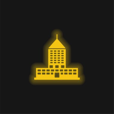 Büyük bina sarı parlak neon simgesi