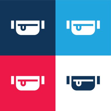 Belt Pouch blue and red four color minimal icon set clipart