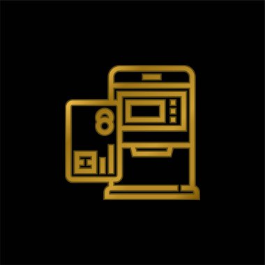 ATM altın kaplama metalik simge veya logo vektörü