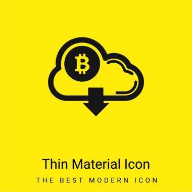 Bulutlu Bitcoin İle Aşağı Ok Sembolü Asgari Parlak Sarı malzeme simgesi