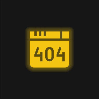 404 Error yellow glowing neon icon clipart