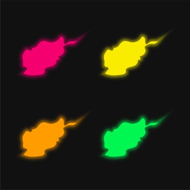 Afghanistan four color glowing neon vector icon clipart