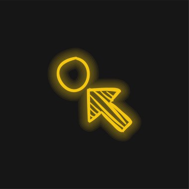 Bir Çember Çizimi Oku Parlayan sarı neon simgesi