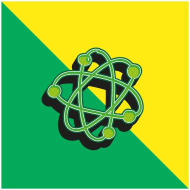 Atom Yeşil ve Sarı modern 3D vektör simgesi logosu