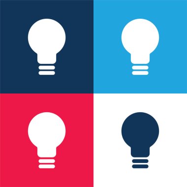 Black Lightbulb blue and red four color minimal icon set clipart