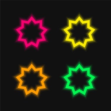 Bah ? dört renk parlayan neon vektör simgesi