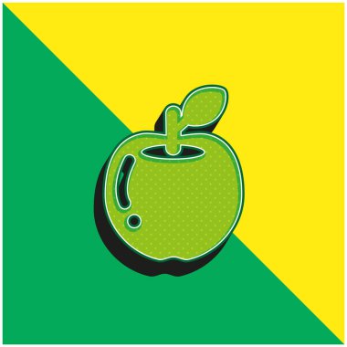Apple Fruit Green ve sarı 3d vektör simgesi logosu