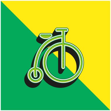 Bisiklet Yeşil ve Sarı Modern 3D vektör simgesi logosu