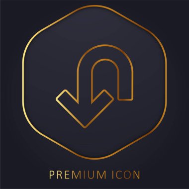Arrow Down Curve altın çizgi prim logosu veya simgesi