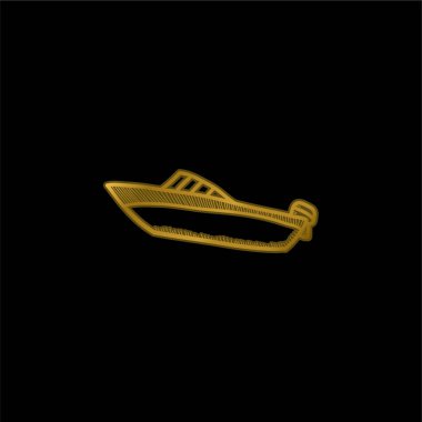 Boat gold plated metalic icon or logo vector clipart