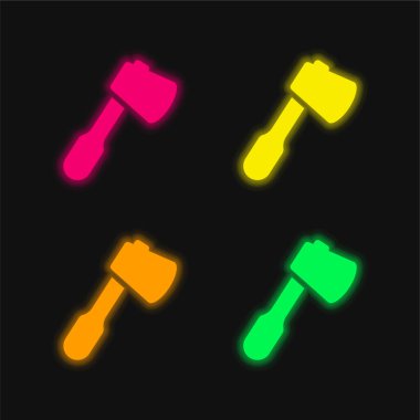 Eksen dört renk parlayan neon vektör simgesi