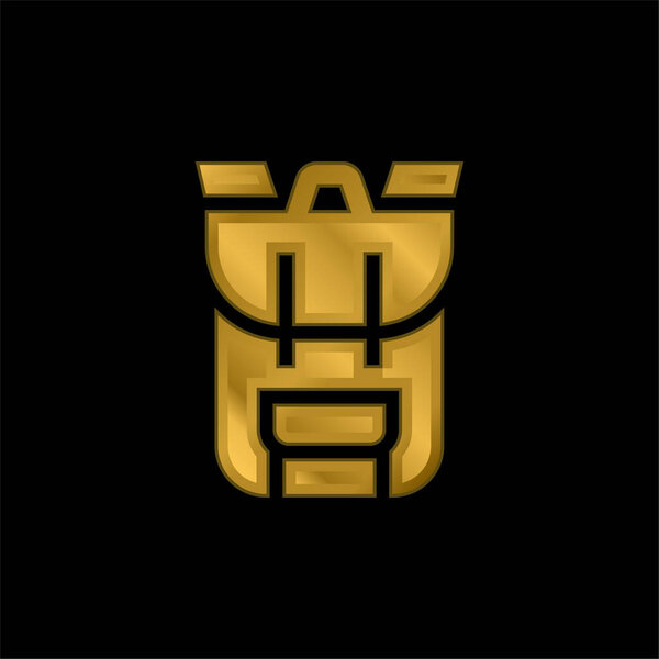 Backpack gold plated metalic icon or logo vector