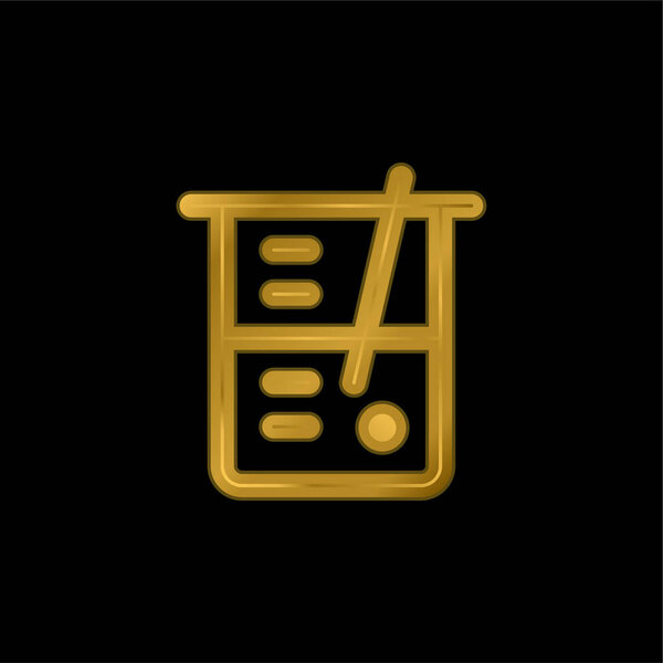Beaker gold plated metalic icon or logo vector