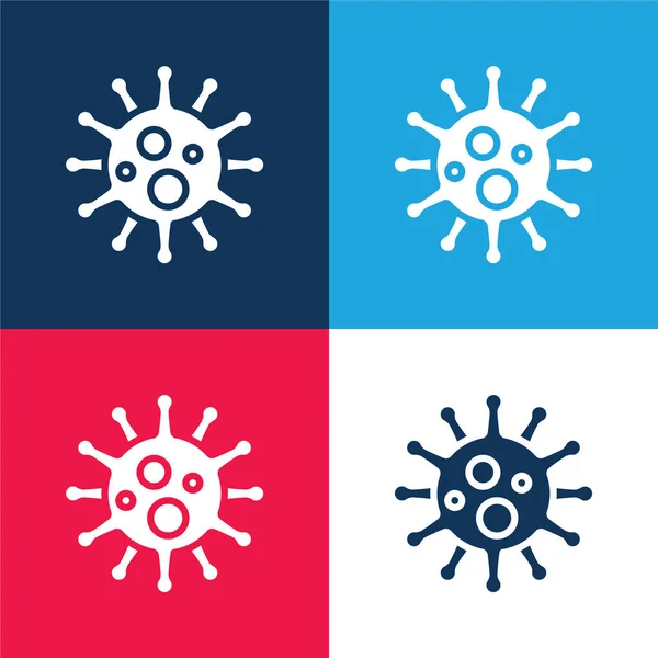 Bacteria Blue Red Four Color Minimal Icon Set — Stock Vector
