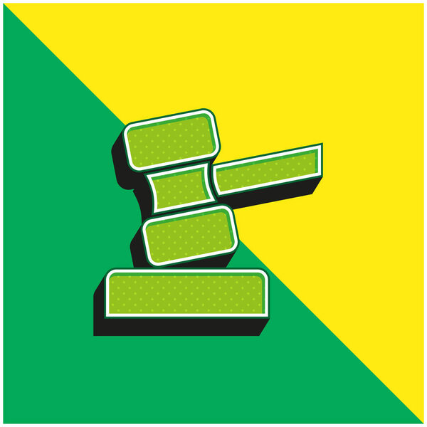 Аукцион Зеленый и желтый современный 3d векторный логотип