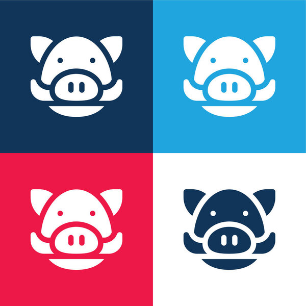 Кабан синий и красный четыре цвета минимальный набор значков