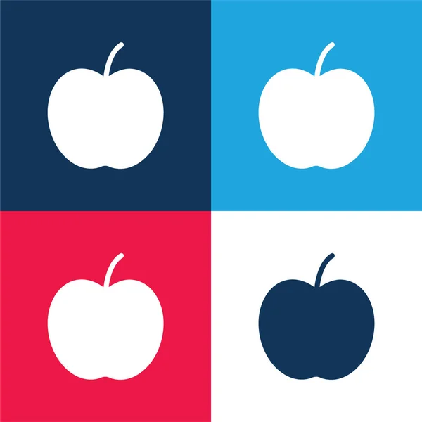 stock vector Apple blue and red four color minimal icon set